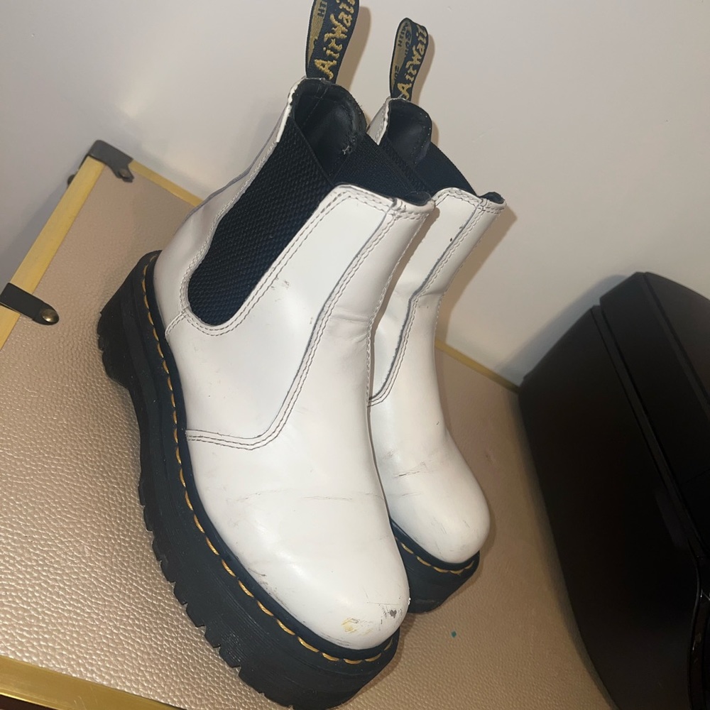 White Platform Doc Martens Chelsea Boots